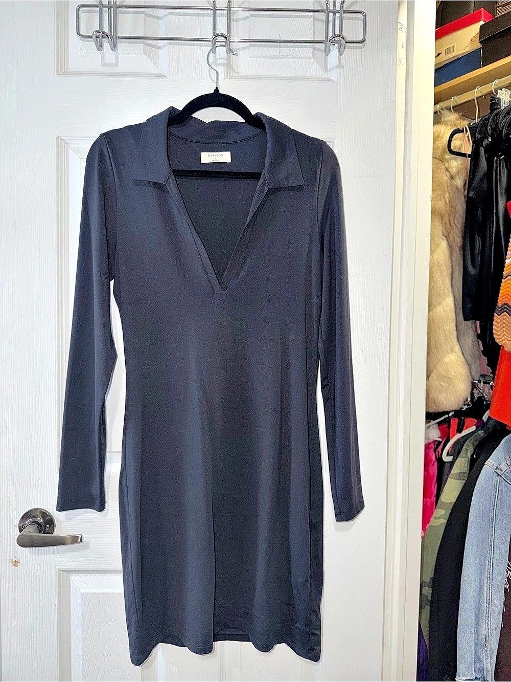 Babaton Long Sleeve Contour Polo Dress - Black